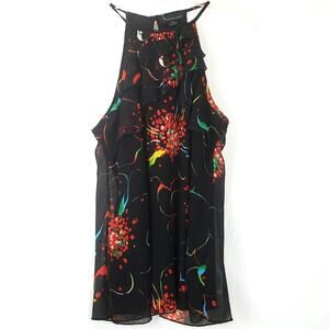Twenty One Fairy Goth Black Ruffle Layered Halter Top Size Sm Flowy Lined Blouse
